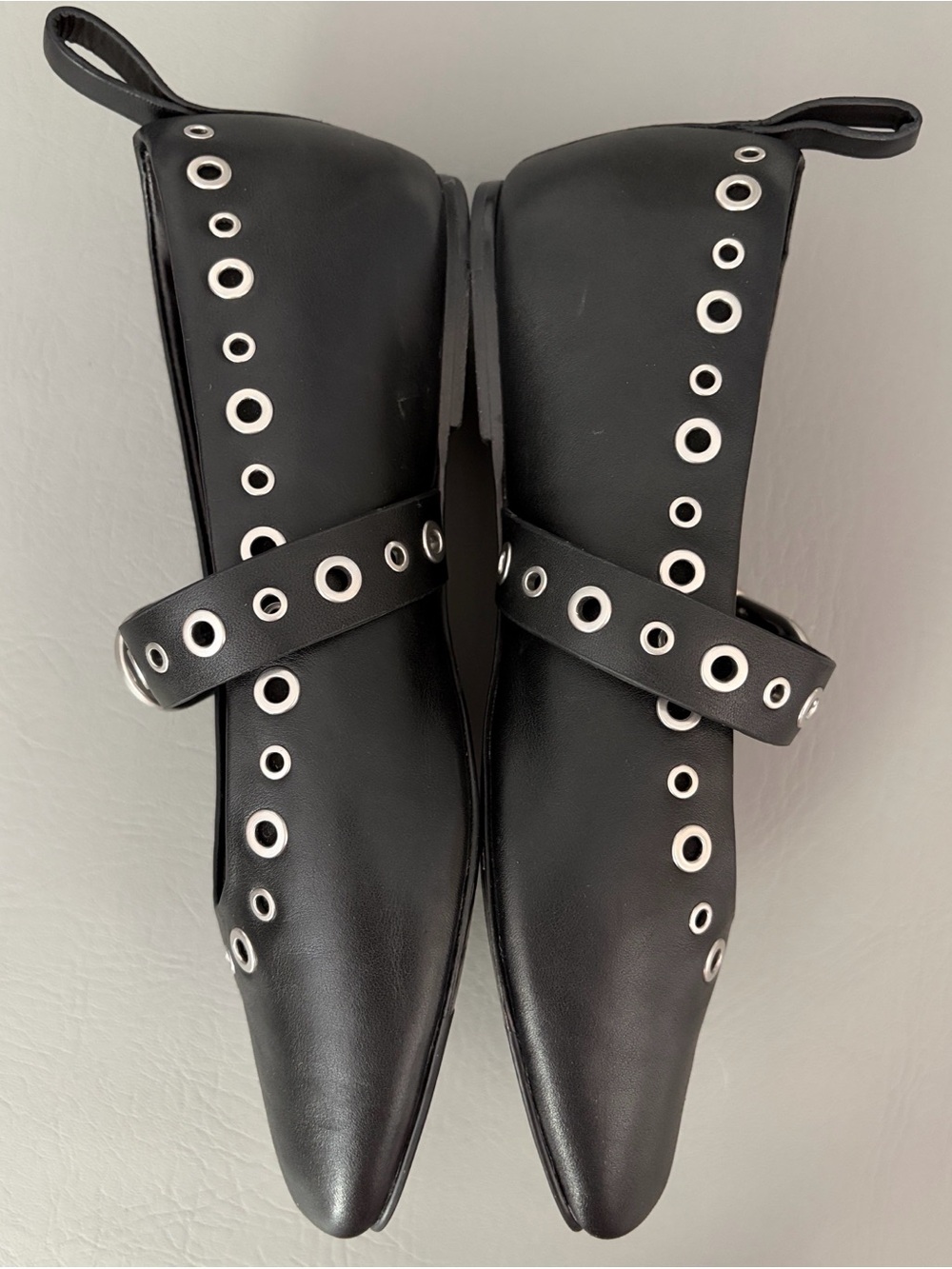 Rag & Bone Shoes Spire Leather Grommet Mary Jane Ballerina Flats Black size 8 - Picture 9 of 16